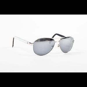 Chanel leather quilted mirror aviators WHITE sides